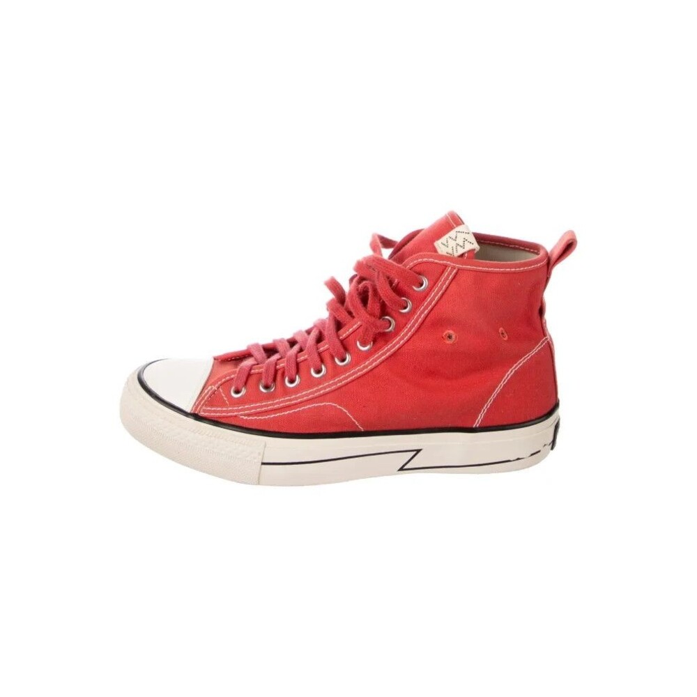 Visvim Men's Red Canvas High Top Sneakers Size 8 Strap Detail